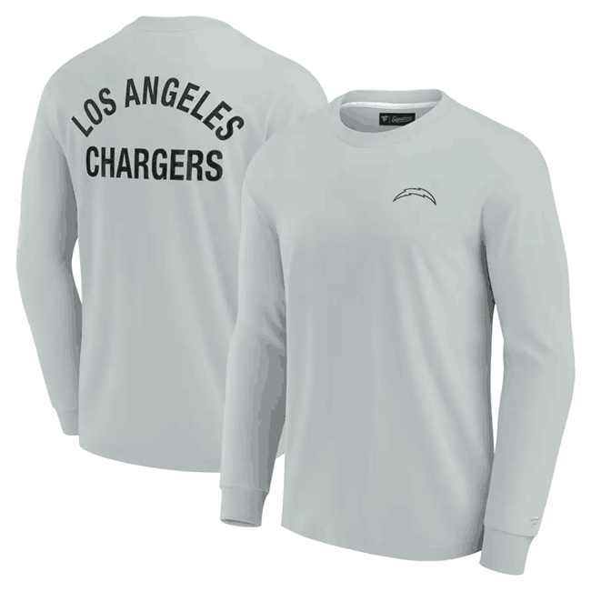 Men's Los Angeles Chargers Grey Signature Unisex Super Soft Long Sleeve T-Shirt